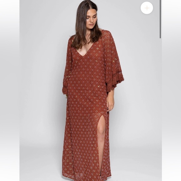 Burnt Orange Sequined Crochet Dress size XS/S by Sundress - Picture 1 of 13